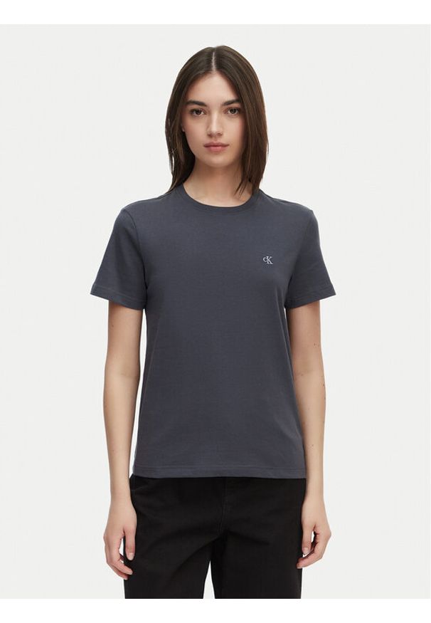 Calvin Klein Jeans T-Shirt Monogram LV047B224G Szary ciemny Regular Fit. Kolor: szary. Materiał: bawełna