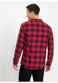 Koszula flanelowa Slim Fit bonprix czerwono-czarny w kratę. Kolor: czerwony #2