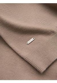 Ombre Clothing - Męski dzianinowy półgolf z wiskozą – ciemnobeżowy melanż V3. Kolor: beżowy. Materiał: wiskoza, dzianina. Wzór: melanż. Styl: klasyczny #4