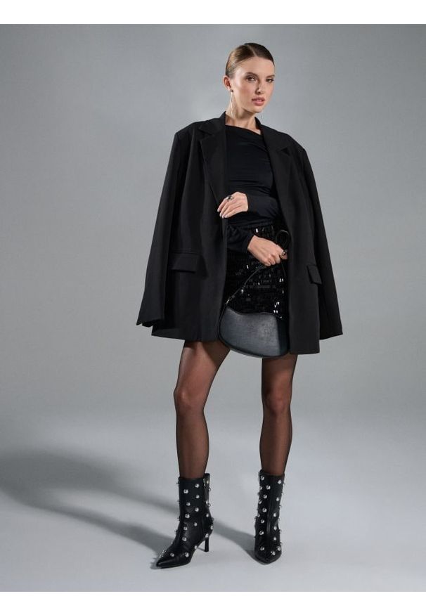 Sinsay - Spódnica mini - czarny. Kolor: czarny