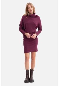 BeWear - Bawełniana ołówkowa sukienka z dzianiny zbluzowana fiolet. Okazja: na co dzień. Materiał: bawełna, dzianina. Typ sukienki: ołówkowe. Styl: casual #3