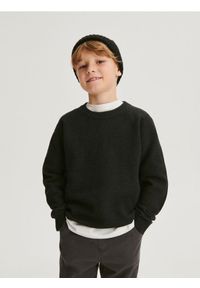 Reserved - Strukturalny sweter z bawełną - czarny. Kolor: czarny. Materiał: bawełna