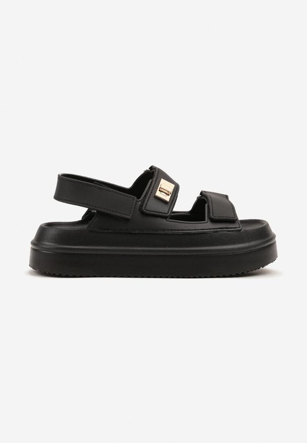 Born2be - Czarne Sandały na Grubej Podeszwie Zapinane na Rzep Sepovia. Okazja: na co dzień. Zapięcie: rzepy. Kolor: czarny. Obcas: na obcasie. Styl: elegancki, casual. Wysokość obcasa: niski