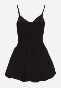 Born2be - Czarna Sukienka Bombka na Cienkich Ramiączkach z Kokardą i Cyrkoniami Paliandria. Okazja: na imprezę. Typ kołnierza: kokarda. Kolor: czarny. Długość rękawa: na ramiączkach. Wzór: aplikacja. Sezon: lato. Typ sukienki: bombki. Styl: elegancki #4