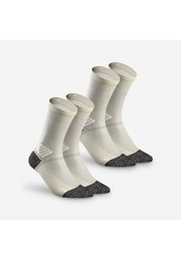 quechua - Skarpety turystyczne Quechua Hike 500 długie x 2. Kolor: beżowy. Materiał: poliamid, elastan. Wzór: ze splotem. Sport: turystyka piesza #1
