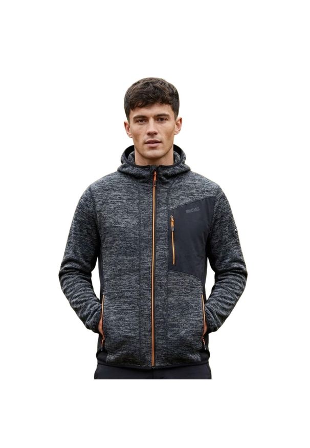 Bluza turystyczna męska Regatta Alven. Typ kołnierza: kaptur. Kolor: szary. Materiał: polar. Sport: turystyka piesza