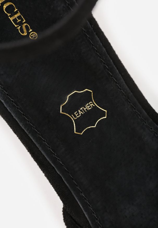 Born2be - Czarne Czółenka Vices na Geometrycznym Obcasie ze Skórzaną Wkładką i Metaliczną Wstawką Florori. Okazja: na spotkanie biznesowe, na imprezę. Zapięcie: sprzączka. Kolor: czarny. Materiał: skóra. Wzór: geometria. Obcas: na obcasie. Styl: elegancki, biznesowy, klasyczny, wizytowy. Wysokość obcasa: średni