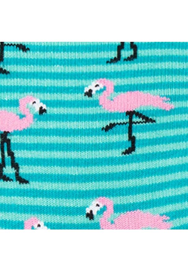 His Story - Skarpetki Bawełniane - Tematyczne - Turkusowe we Flamingi. Kolor: niebieski. Materiał: elastan, bawełna, poliamid