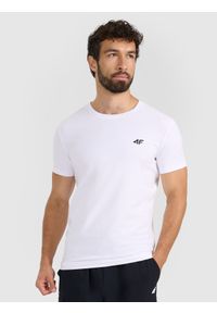 4f - 4F T-shirt slim gładki męski - biały XXL. Okazja: na co dzień. Kolor: biały. Materiał: bawełna. Wzór: gładki. Styl: casual