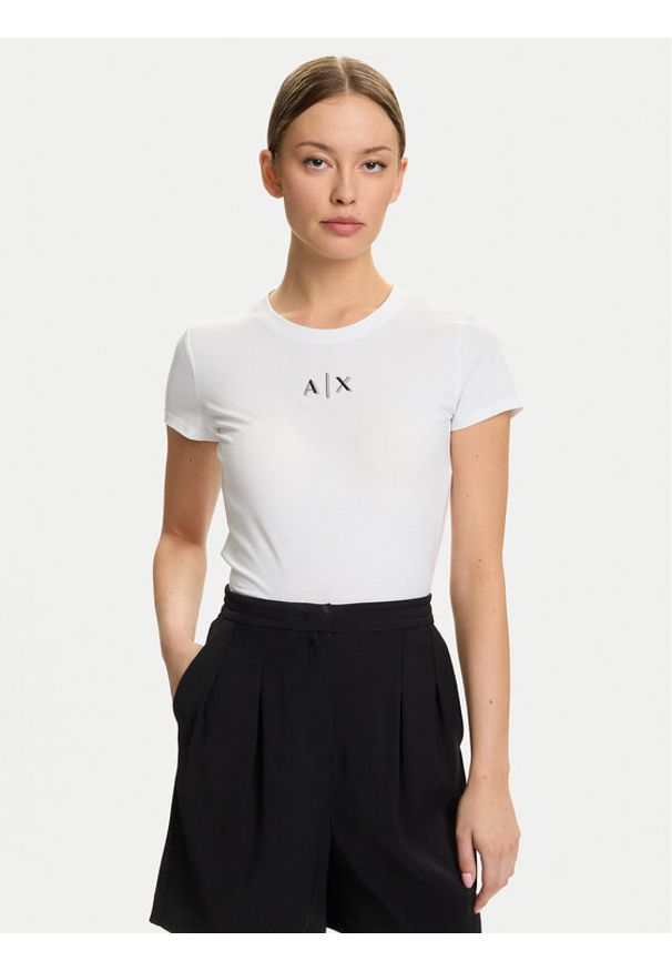 Armani Exchange T-Shirt XW001382 AF16294 U0002 Biały Slim Fit. Kolor: biały. Materiał: bawełna
