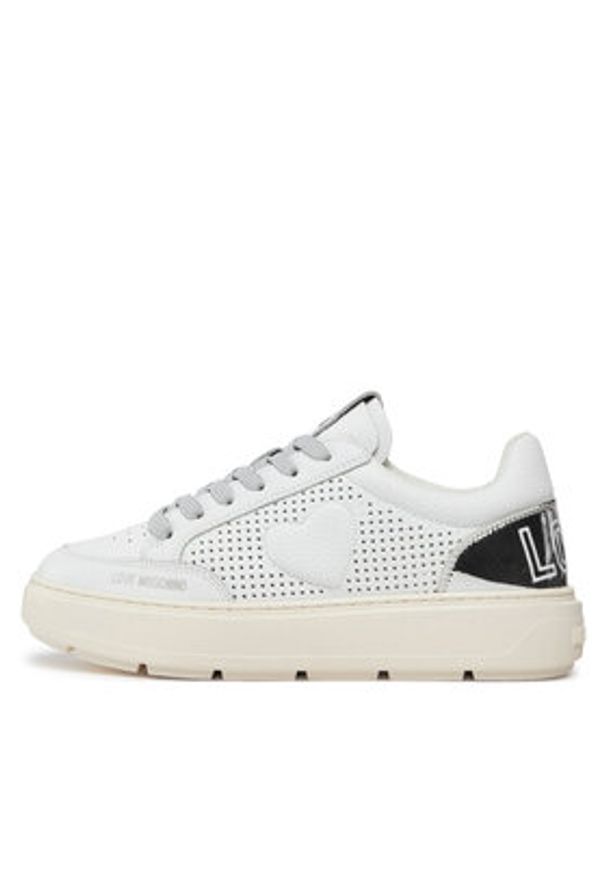 Love Moschino - LOVE MOSCHINO Sneakersy JA15274G1IJC410C Biały. Kolor: biały. Materiał: skóra