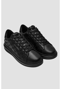 Karl Lagerfeld - KARL LAGERFELD Czarne męskie sneakersy KAPRI MENS Monogram Emboss Lo, Rozmiar 45. Okazja: na co dzień. Kolor: czarny. Materiał: materiał #2