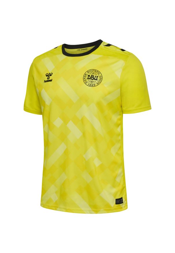 Hummel - Koszulka bramkarza Danii 2024. Kolor: żółty, czarny, wielokolorowy. Sport: piłka nożna