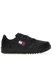 Buty Tommy Jeans Retro Essential EM0EM01397-BDS - czarne. Zapięcie: sznurówki. Kolor: czarny. Materiał: kauczuk, skóra, syntetyk, guma, materiał, poliester. Szerokość cholewki: normalna. Wzór: aplikacja