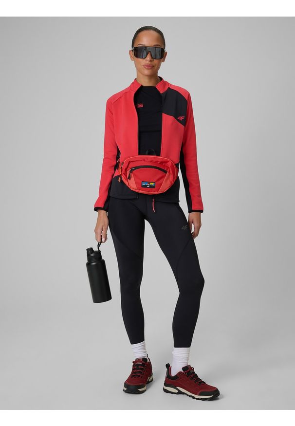 4f - 4F Bluza trekkingowa slim bez kaptura damska - czarna XL. Typ kołnierza: bez kaptura. Kolor: czarny. Materiał: tkanina, materiał. Długość: długie. Sezon: lato