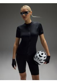 4f - 4F Legginsy kolarki rowerowe z żelową wkładką damskie - czarne S. Kolor: czarny. Materiał: poliester, tkanina, elastan, włókno, dzianina, materiał, syntetyk. Długość: krótkie. Wzór: ze splotem, gładki. Sport: kolarstwo #1