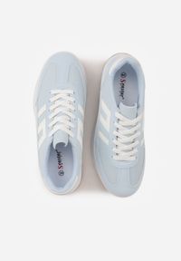 Born2be - Jasnoniebieskie Sneakersy na Grubej Podeszwie Ozdobione Geometrycznym Wzorem Asoastis. Okazja: na spacer, na co dzień, do pracy. Kolor: niebieski. Materiał: prążkowany, dzianina. Wzór: geometria, aplikacja. Sport: turystyka piesza #9