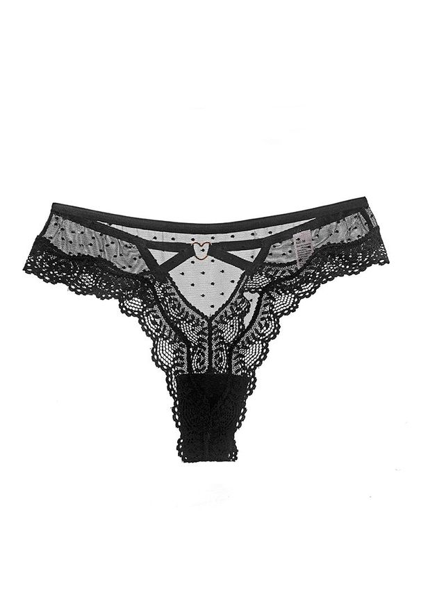 Intica - Majtki koronkowe damskie z ażurowym wzorem Corin. Kolor: czarny. Materiał: koronka. Wzór: ażurowy