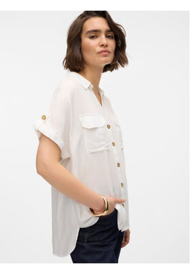 Vero Moda Koszula Bumpy 10310139 Biały Regular Fit. Kolor: biały. Materiał: wiskoza