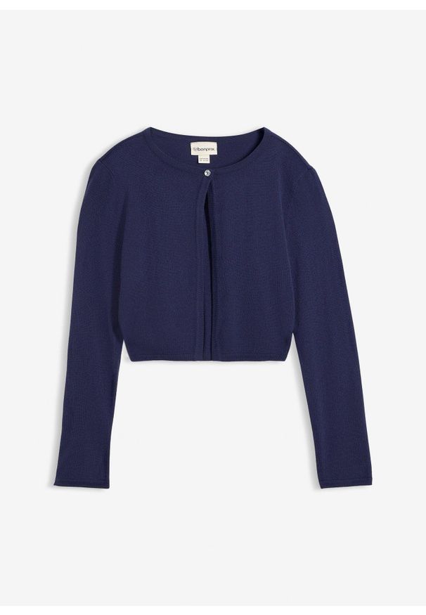 bonprix - Bolerko dzianinowe. Okazja: na co dzień. Kolor: niebieski. Materiał: dzianina. Styl: casual