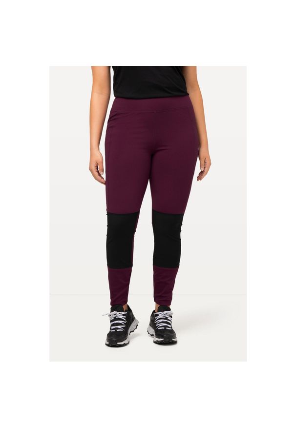 ULLA POPKEN - Damskie Legginsy turystyczne kieszeń na zamek błyskawiczny wysoka talia. Kolekcja: plus size. Kolor: fioletowy, różowy, wielokolorowy. Materiał: elastan, poliester, materiał. Sport: turystyka piesza