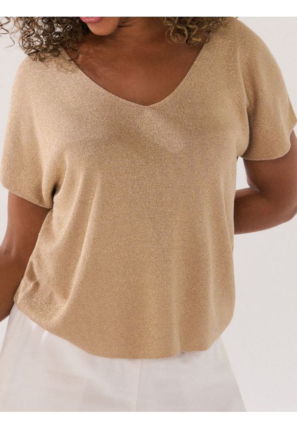 Sinsay - Swetrowa bluzka z metalizowaną nicią - złoty. Kolor: złoty