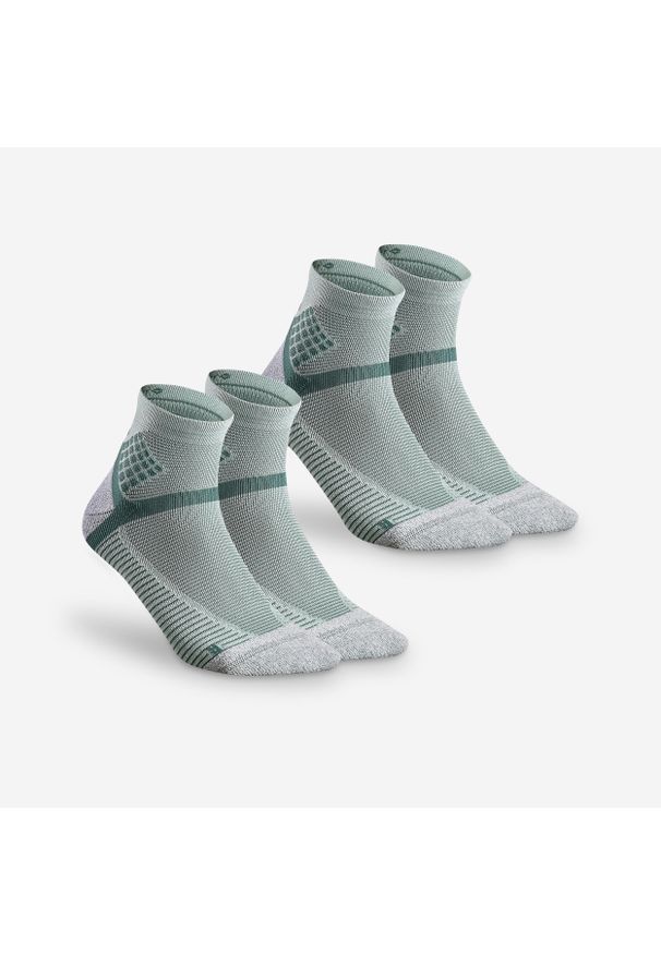 quechua - Skarpety turystyczne Quechua Hike 500 mid x 2 pary. Kolor: zielony. Materiał: poliamid, elastan. Wzór: ze splotem. Sport: turystyka piesza