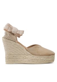 Manebi Espadryle Heart-Shaped Wedge Espadrilles M 1.1 WH Beżowy. Kolor: beżowy. Materiał: zamsz, skóra