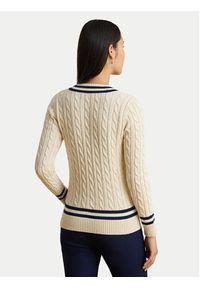 Lauren Ralph Lauren - LAUREN RALPH LAUREN Sweter 200B22020001 Beżowy jasny Relaxed Fit. Kolor: beżowy. Materiał: bawełna #4