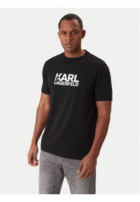 Karl Lagerfeld - KARL LAGERFELD T-Shirt 755780 561235 Czarny Regular Fit. Typ kołnierza: dekolt w karo. Kolor: czarny. Materiał: bawełna #1