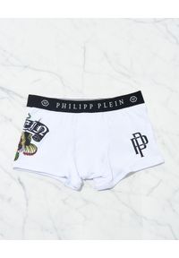 Philipp Plein - PHILIPP PLEIN - Białe bokserki z grafiką Tattoo. Kolor: biały. Materiał: guma, materiał. Wzór: aplikacja, kolorowy