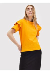 Selected Femme T-Shirt Rylie 16079837 Pomarańczowy Regular Fit. Kolor: pomarańczowy. Materiał: bawełna