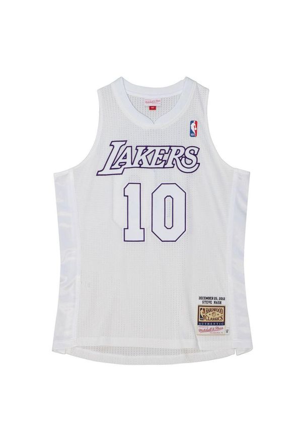Mitchell & Ness - Koszulka NBA Los Angeles Lakers Steve Nash Authentic Christmas Day 2012/13. Kolor: biały. Materiał: poliester. Sport: koszykówka