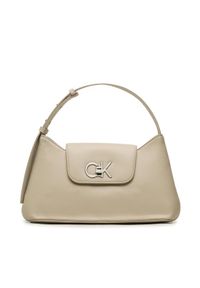 Calvin Klein Torebka Re-Lock Shoulder Bag Md K60K610769 Beżowy. Kolor: beżowy. Materiał: skórzane