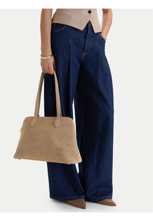 Gino Rossi - GINO ROSSI Torebka EO-LA482-7019-1 Beżowy. Kolor: beżowy. Materiał: zamszowe, skórzane