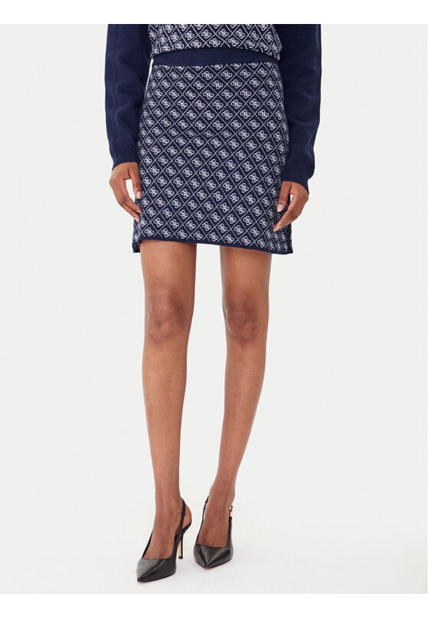 Guess Spódnica ołówkowa W5BD81 Z3JD2 Granatowy Slim Fit. Kolor: niebieski. Materiał: syntetyk