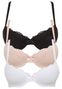 bonprix - Biustonosz z usztywnianymi miseczkami z poliamidu z recyklingu (3 szt.). Kolor: czarny. Materiał: poliamid #1