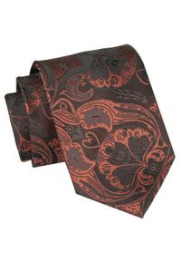 Męski Krawat Angelo di Monti - Duży Wzór, Brąz. Kolor: wielokolorowy, beżowy, brązowy. Materiał: tkanina. Styl: wizytowy, elegancki