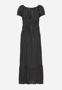 Born2be - Czarna Sukienka z Bawełną w Kropki Ellisla. Okazja: na co dzień. Kolor: czarny. Materiał: bawełna. Wzór: kropki. Styl: elegancki, casual #3