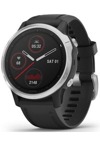 GARMIN - Garmin zegarek Fenix 6S, Silver, Black band. Rodzaj zegarka: smartwatch. Kolor: czarny. Styl: militarny #1