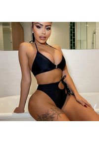 Intica - Bikini asymetryczne plażowe z elastycznego materiału Anja. Kolor: czarny. Materiał: materiał. Długość: długie #2