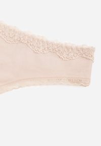 Renee - Beżowe Majtki Stringi z Bawełną z Koronką Aethimilia. Kolor: beżowy. Materiał: bawełna, koronka. Wzór: koronka #3