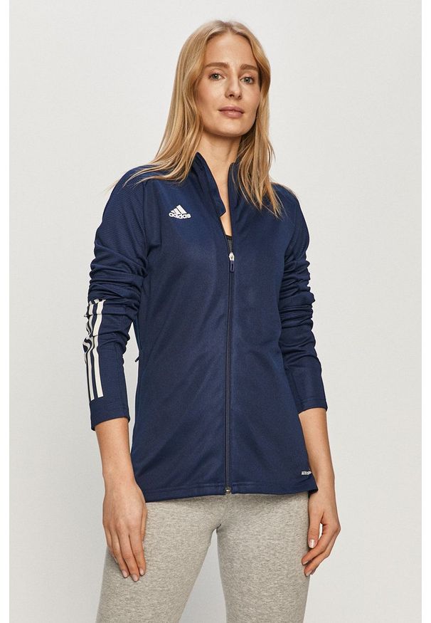 adidas Performance - Bluza. Okazja: na co dzień. Kolor: niebieski. Materiał: tkanina. Wzór: gładki. Styl: casual