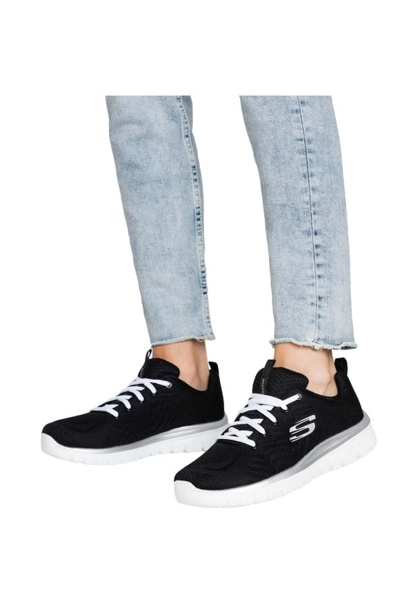 skechers - Buty damskie SKECHERS Graceful Get Connected. Kolor: czarny, wielokolorowy, biały. Model: Skechers Sport. Sport: turystyka piesza