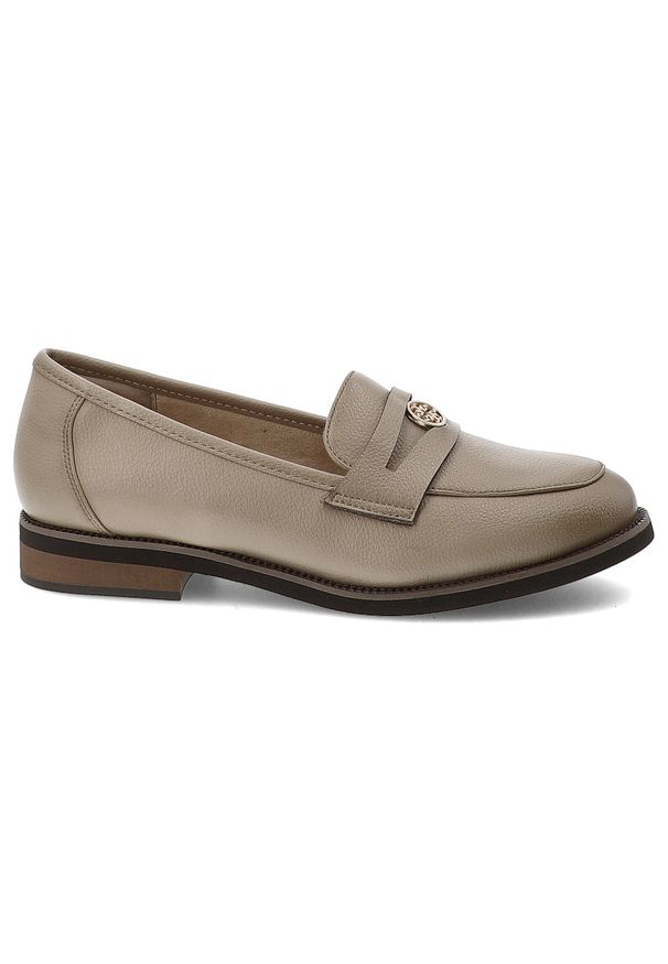 Beżowe Mokasyny Cambell Klasyczne Obuwie Damskie. Okazja: na co dzień. Kolor: beżowy. Materiał: skóra. Obcas: na obcasie. Styl: klasyczny. Wysokość obcasa: średni