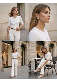 Sinsay - Prążkowany kardigan zapinany na guziki - biały. Kolor: biały. Materiał: prążkowany #1