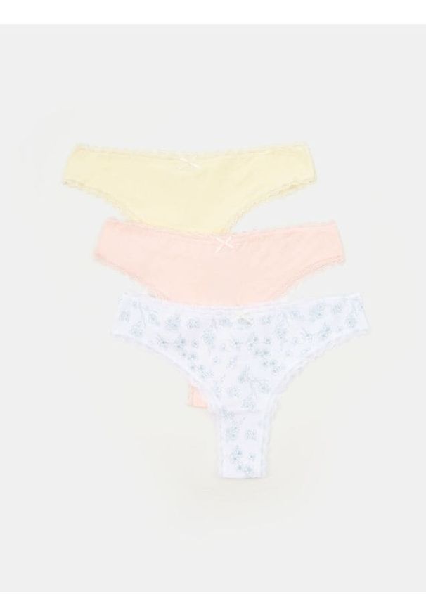 Sinsay - Bawełniane majtki brazyliany 3 pack - wielobarwny. Materiał: bawełna