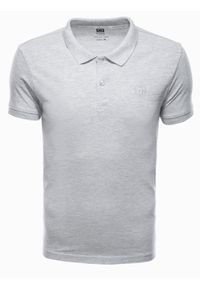Ombre Clothing - Zestaw koszulek bawełnianych polo 3-pak - szare V11 Z28 - XXL. Typ kołnierza: polo. Kolor: szary. Materiał: bawełna. Wzór: haft #1