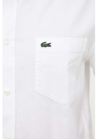 Lacoste koszula bawełniana męska kolor biały regular z kołnierzykiem button-down. Typ kołnierza: button down. Kolor: biały. Materiał: bawełna. Długość rękawa: krótki rękaw. Długość: krótkie #5