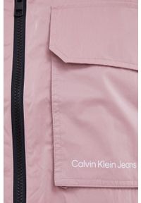 Calvin Klein Jeans Kurtka damska kolor różowy przejściowa oversize. Kolor: różowy. Materiał: materiał. Długość rękawa: raglanowy rękaw. Długość: długie. Wzór: gładki #4